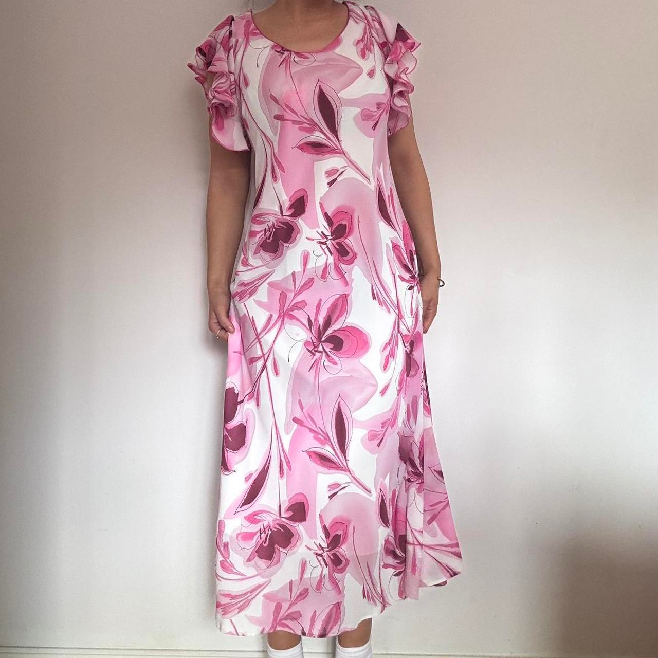 00s floral midi dress L