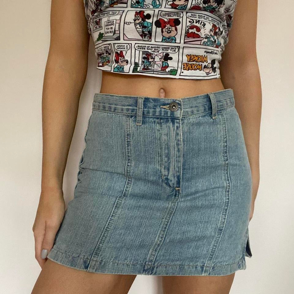 Y2K blue low waisted mini skirt size small / 32ā