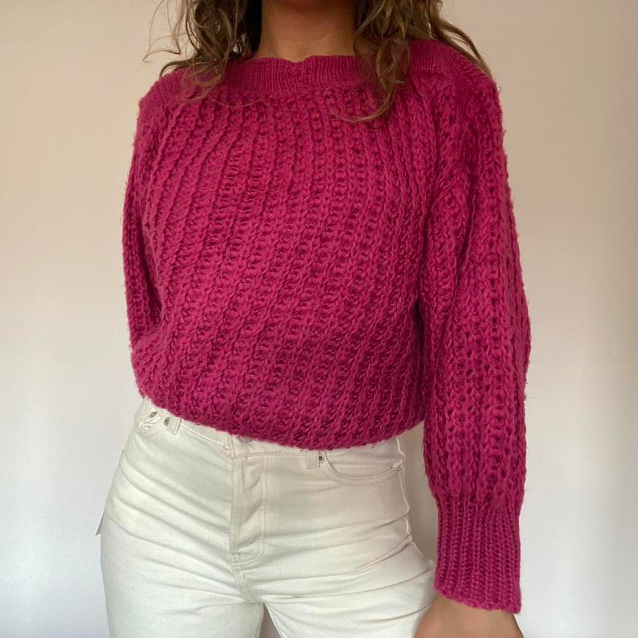 Hot pink knit jumper L