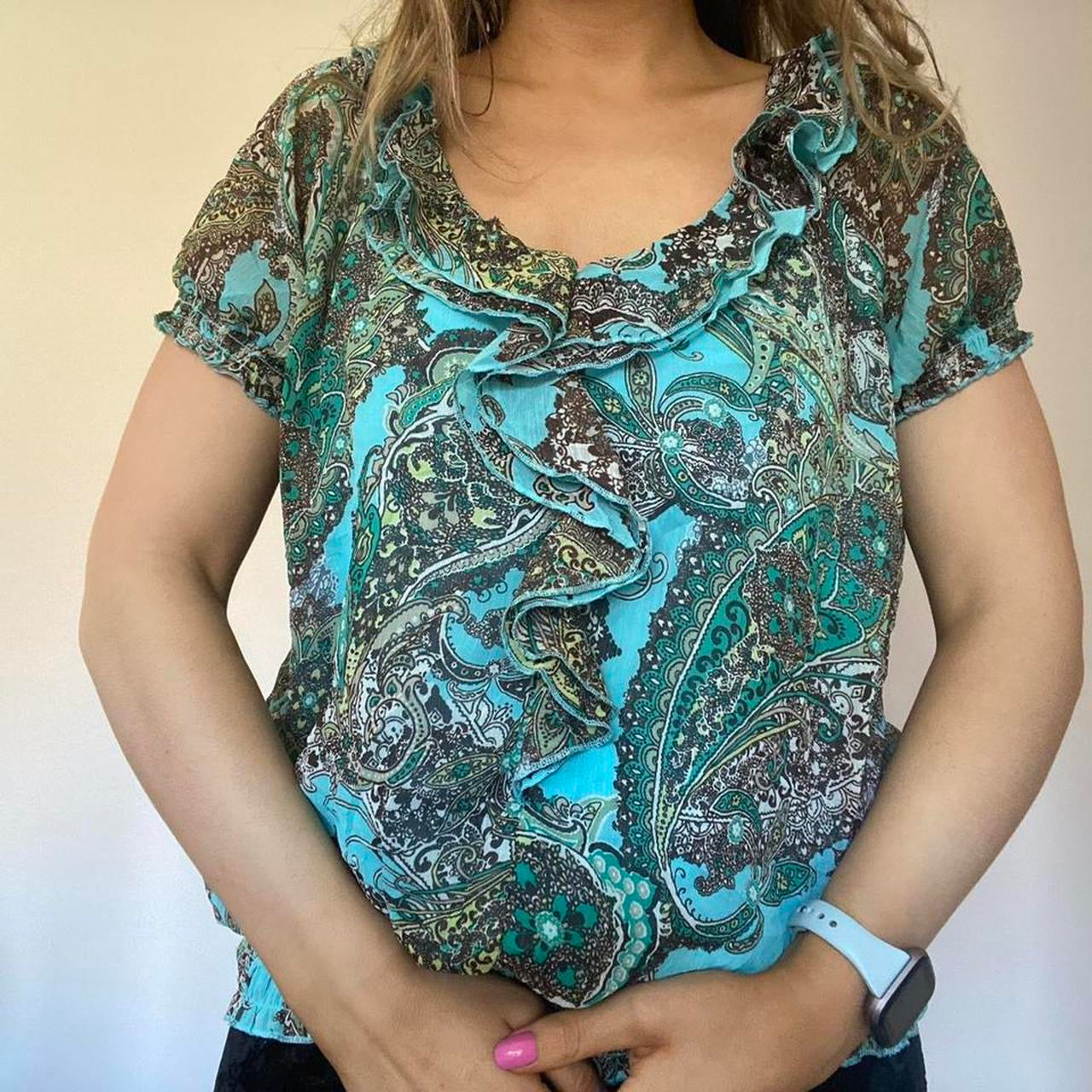 Paisley turquoise shirt L