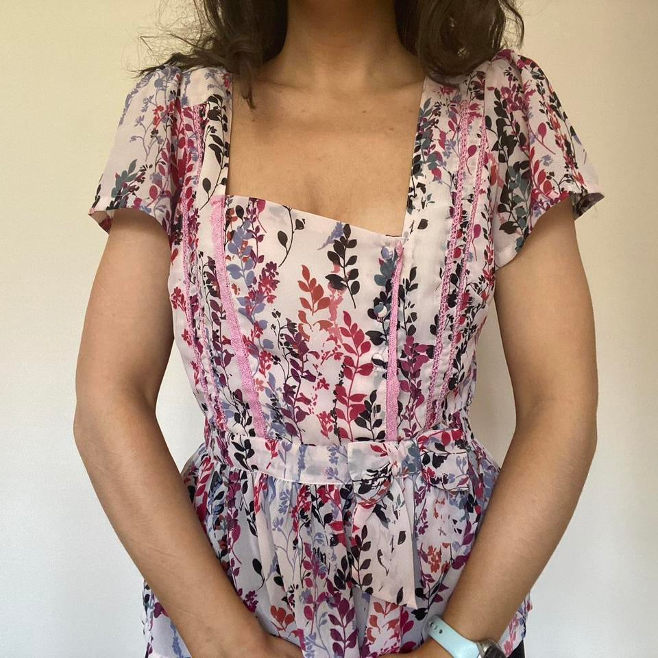 Pink floral top size 12