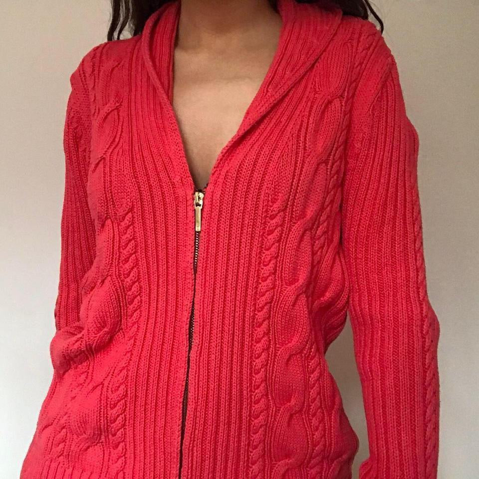 Chaps cable knit zip up jumper large