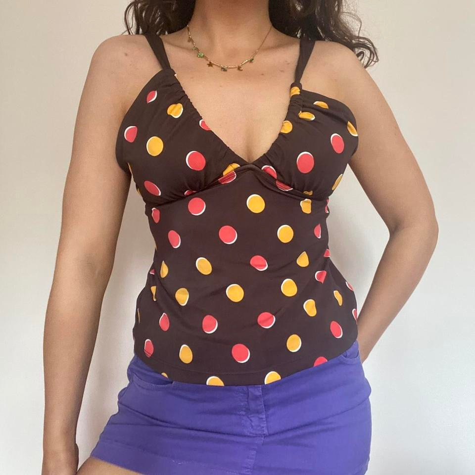 00s brown polka dot tankini top 10