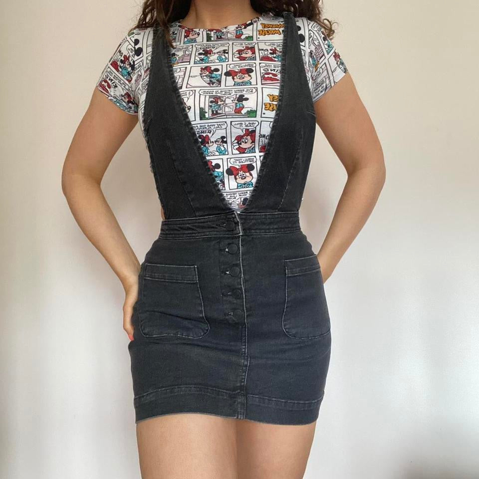 Free People black denim pinafore dress XS Charlotte Danielle Free People black denim pinafore dress XS Charlotte Danielle