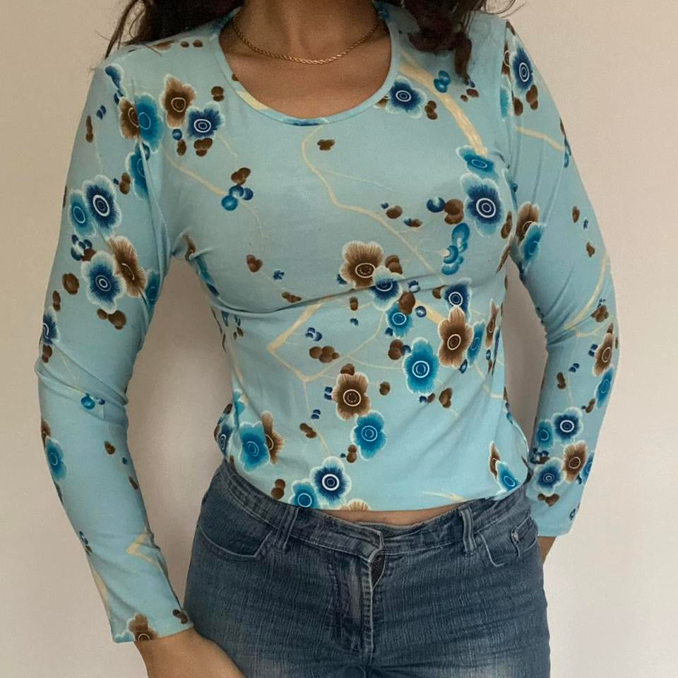 00s floral graphic top S/M