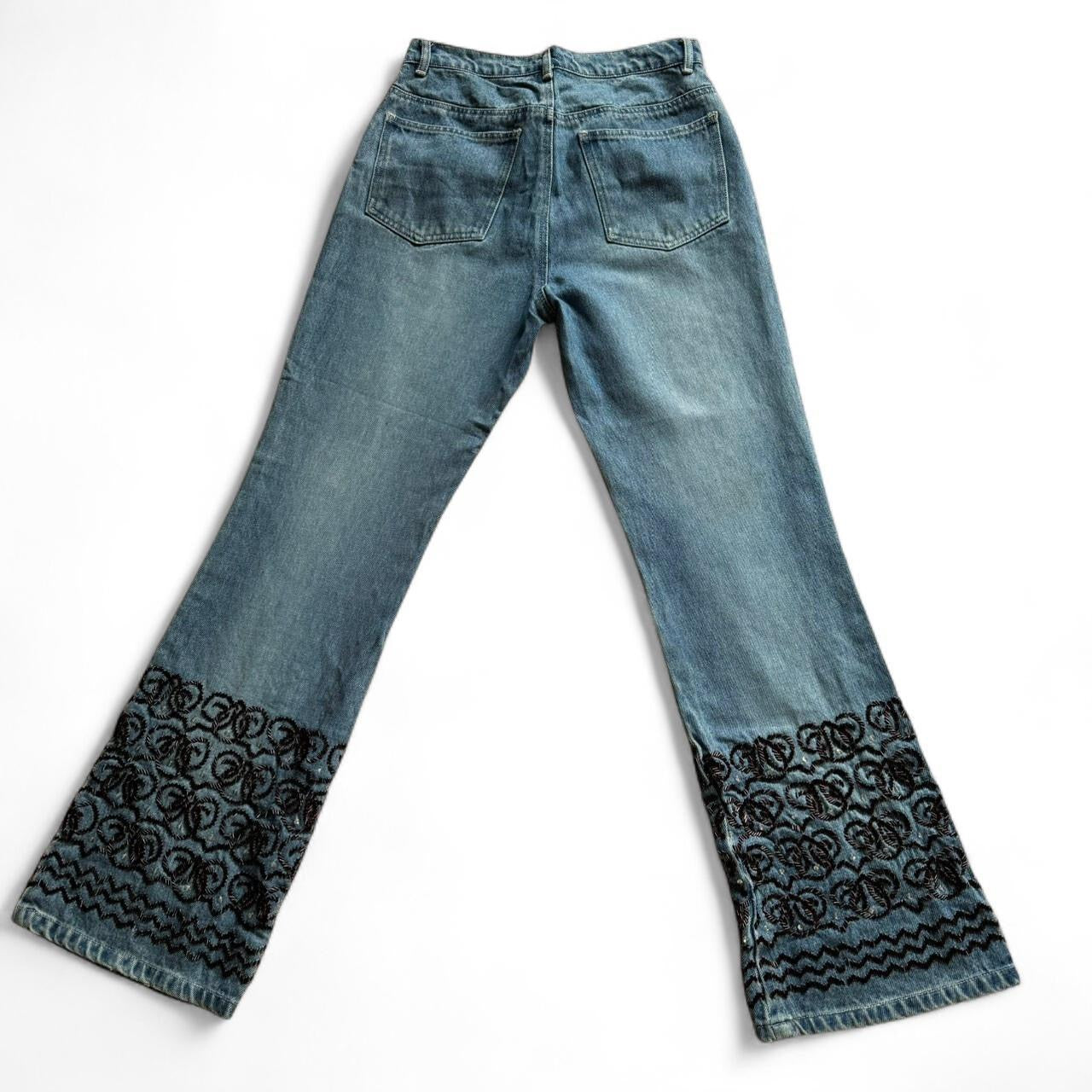 00s beaded flared jeans w30