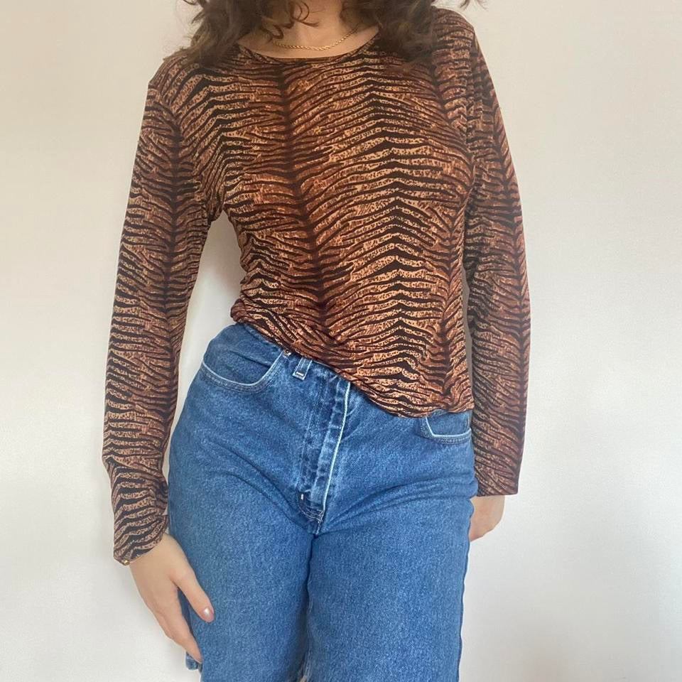 00s tiger print top medium