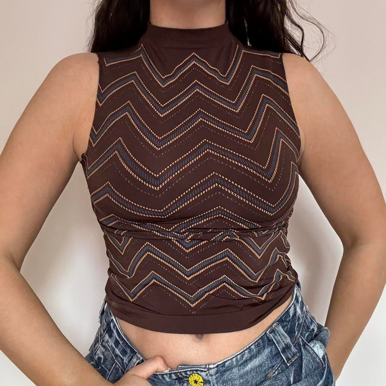 00s brown high neck top XS/S