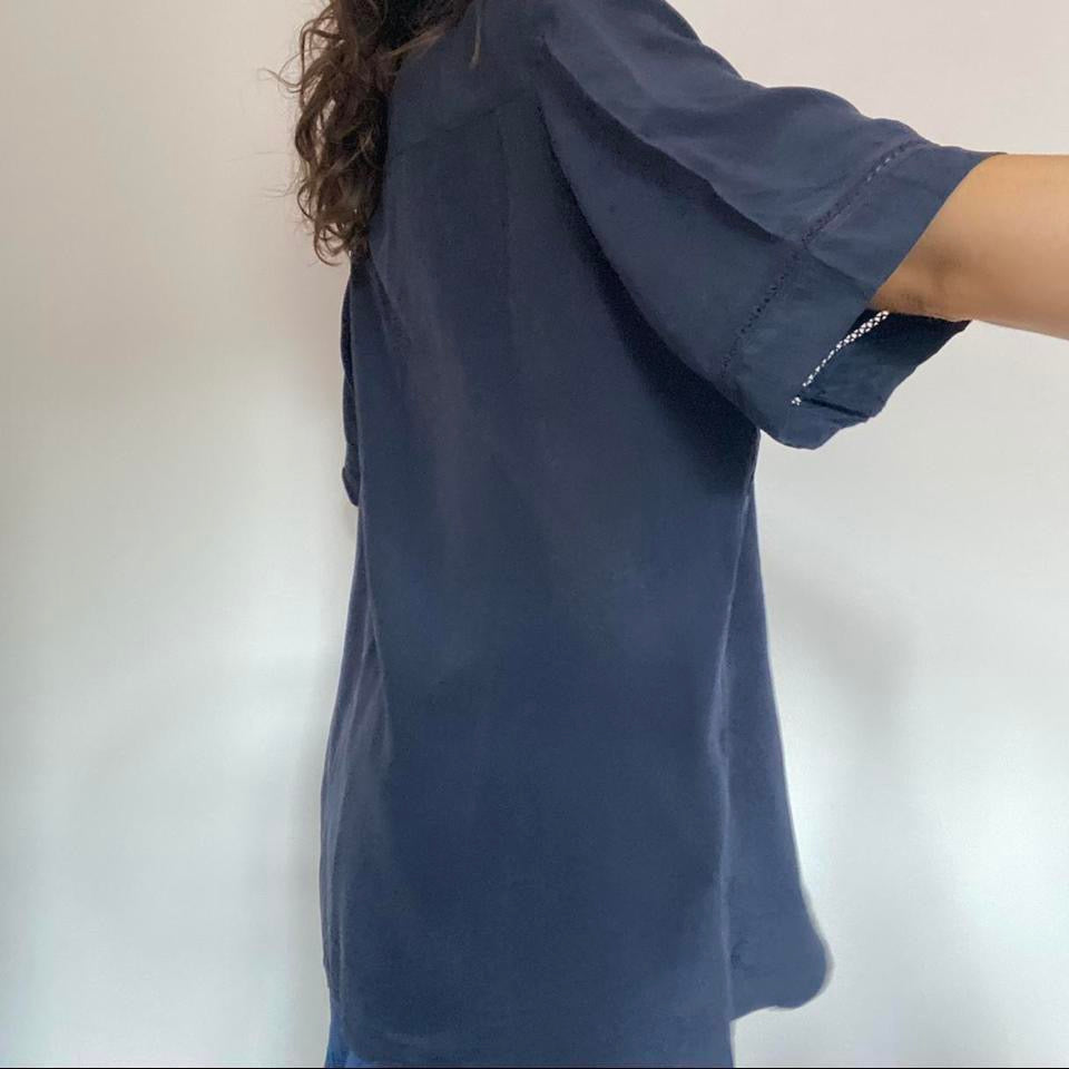 100% silk navy shirt XL