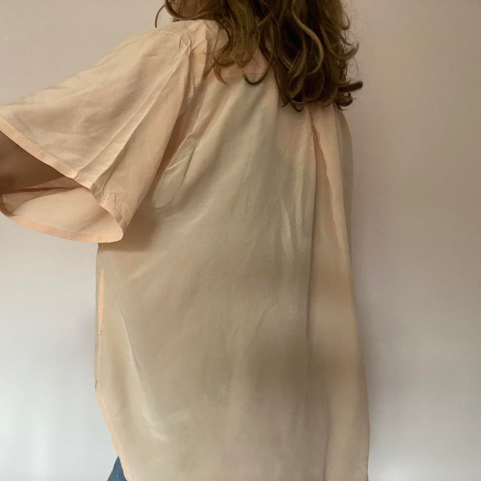 100% silk peach shirt XL