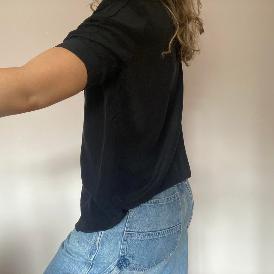 100% silk black shirt medium
