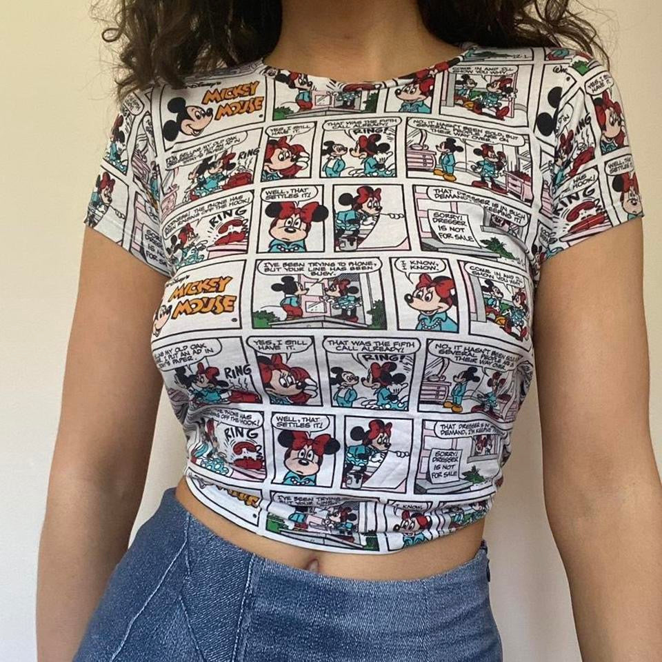 Disney cartoon graphic print baby tee XS