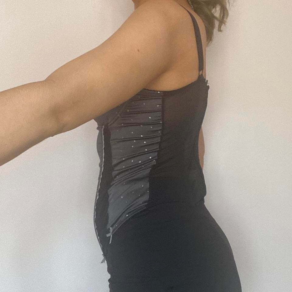 Corset grey & black polka dot medium