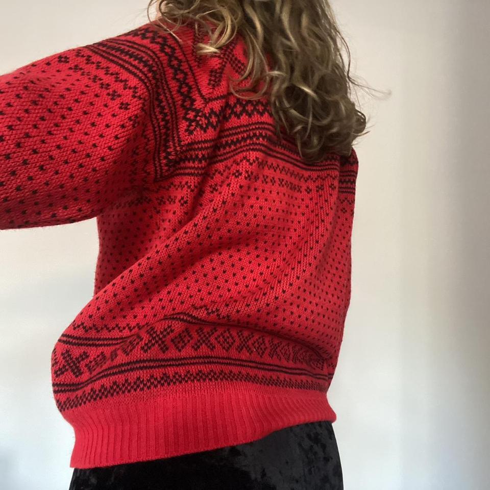 Wool blend red & black knit jumper medium