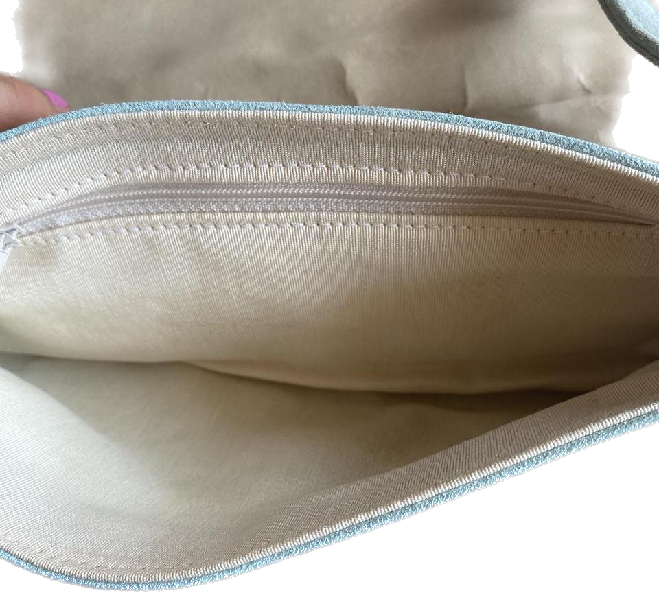 Suede mint green bow detailed handbag