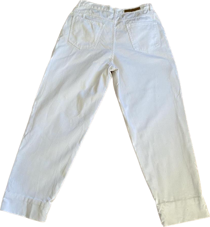 100% cotton 90s white high waisted jeans w31”