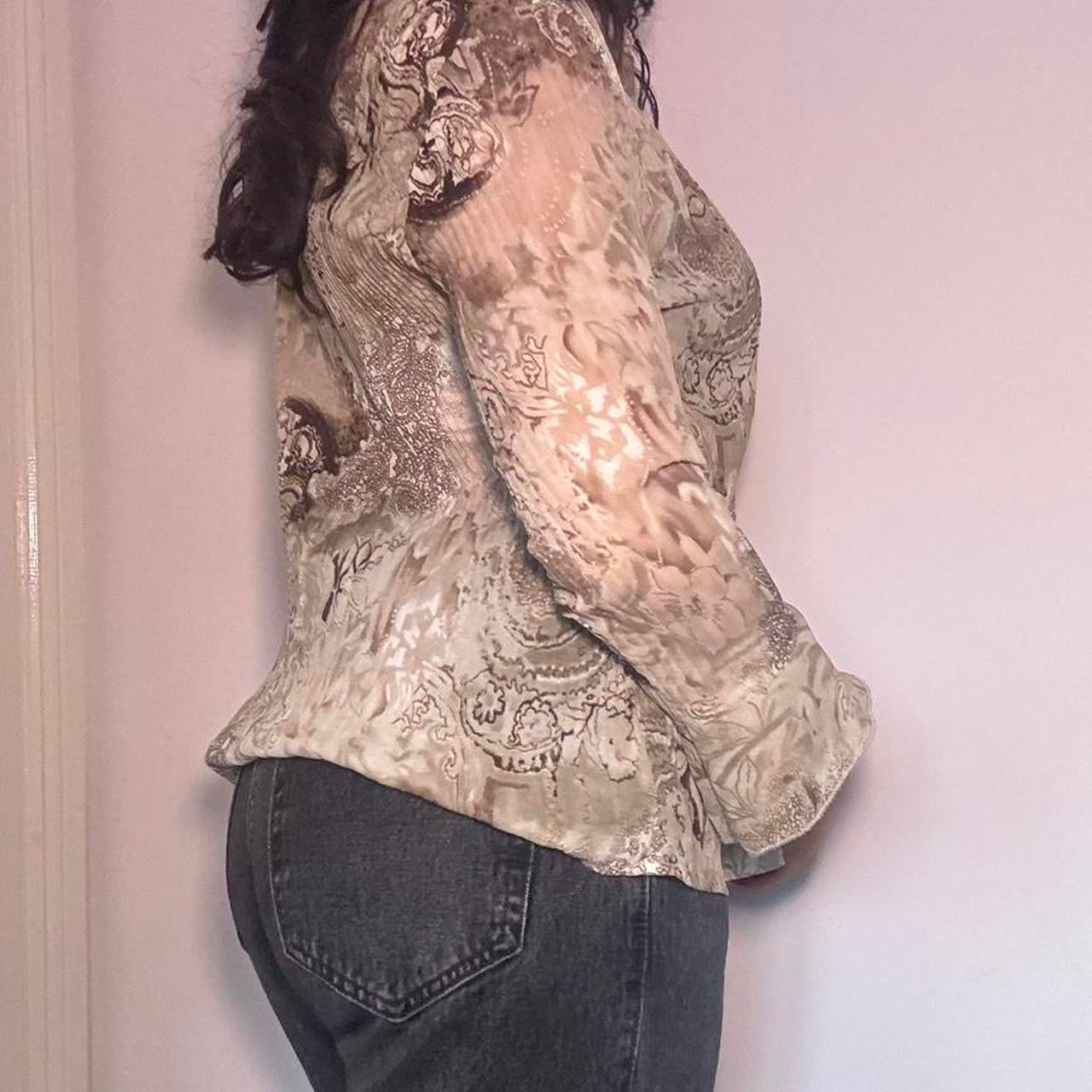 00s green crinkle shirt M/L