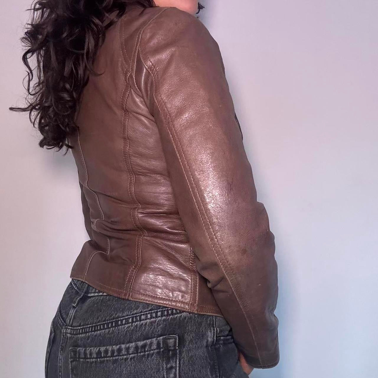 Genuine leather brown jacket S