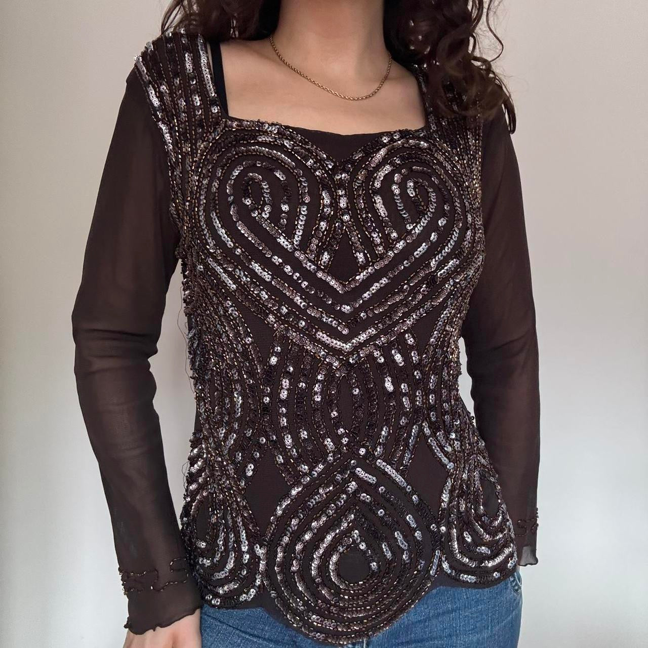 00s mesh sequin top M/L