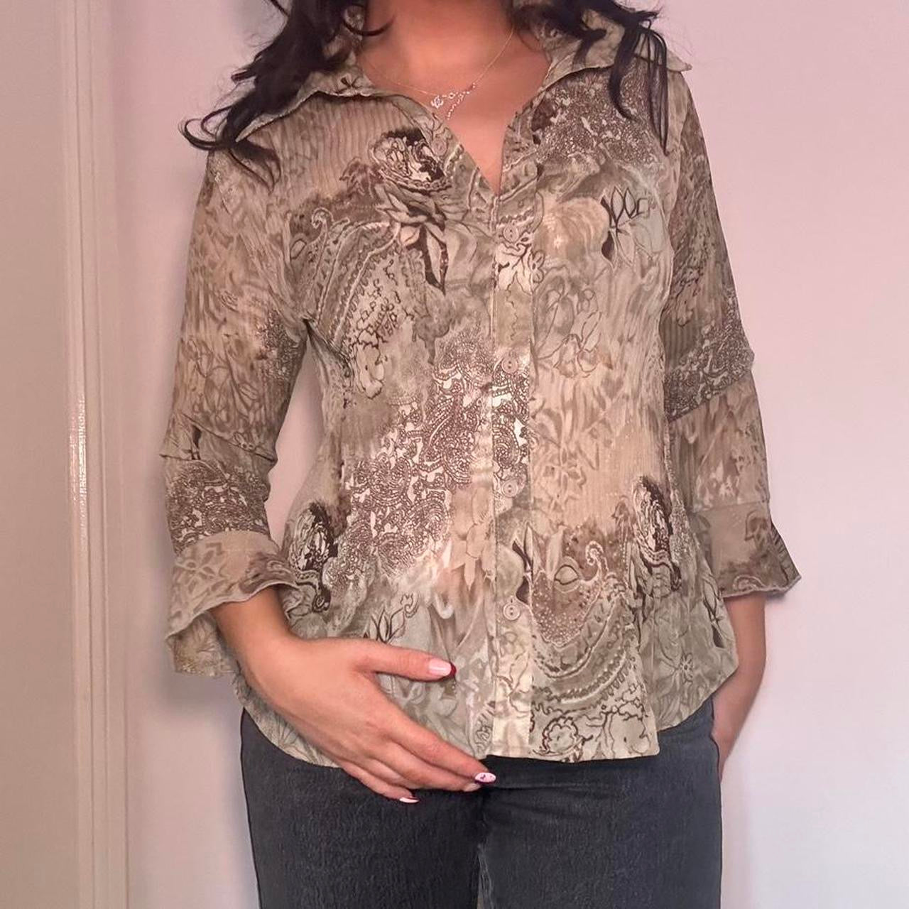 00s green crinkle shirt M/L