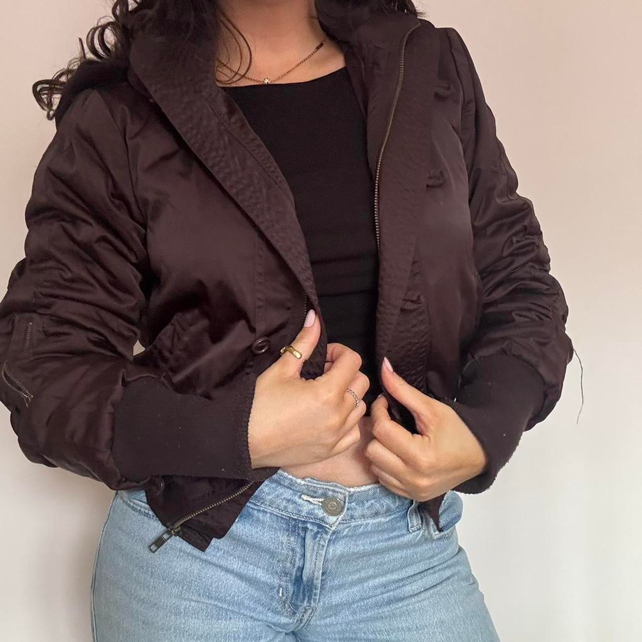 Brown quilted coat L