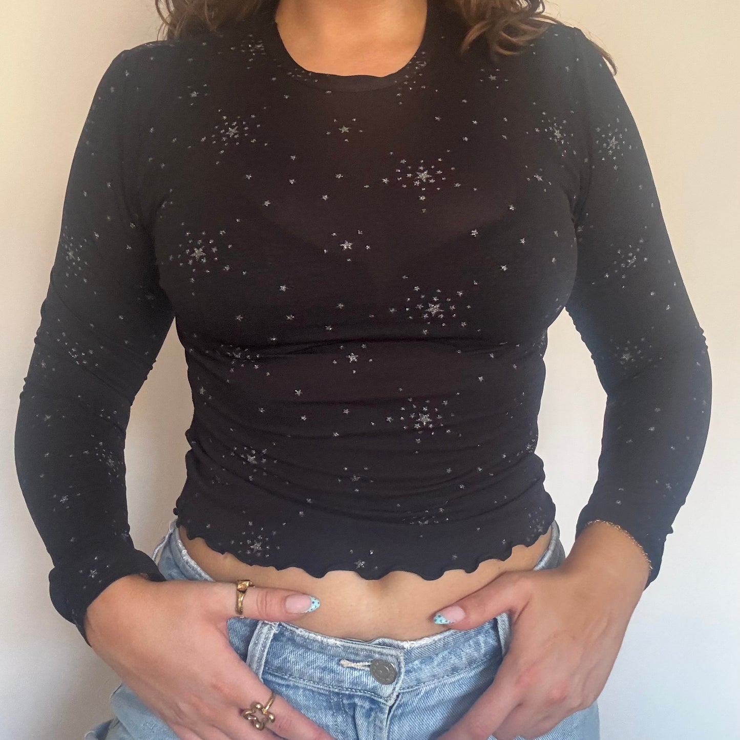 00s black & silver star top S