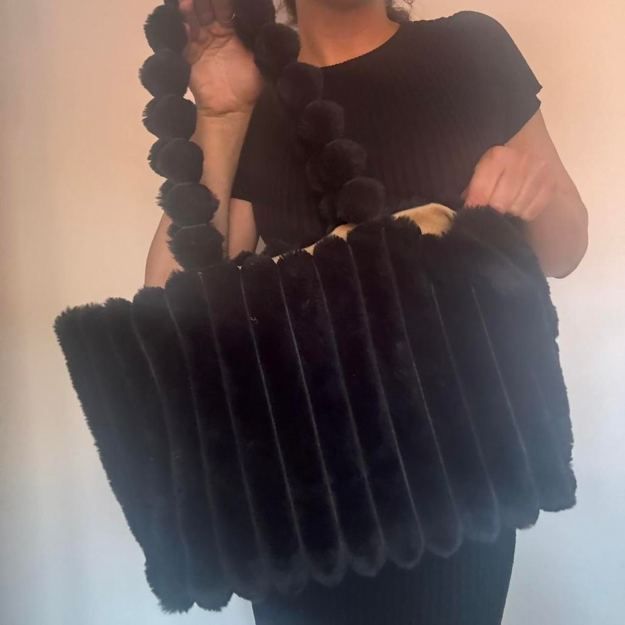 Black fluffy bag