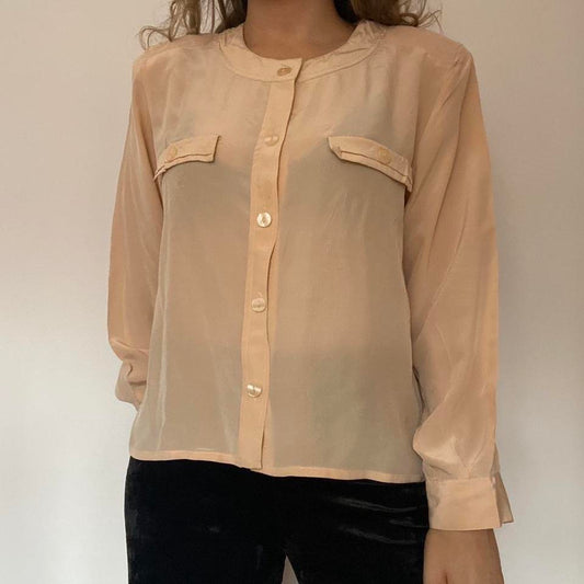 100% silk peach shirt M/L