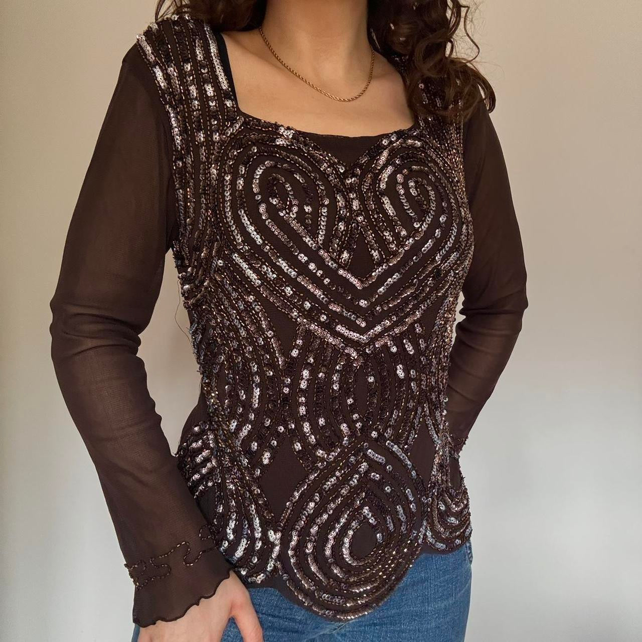 00s mesh sequin top M/L