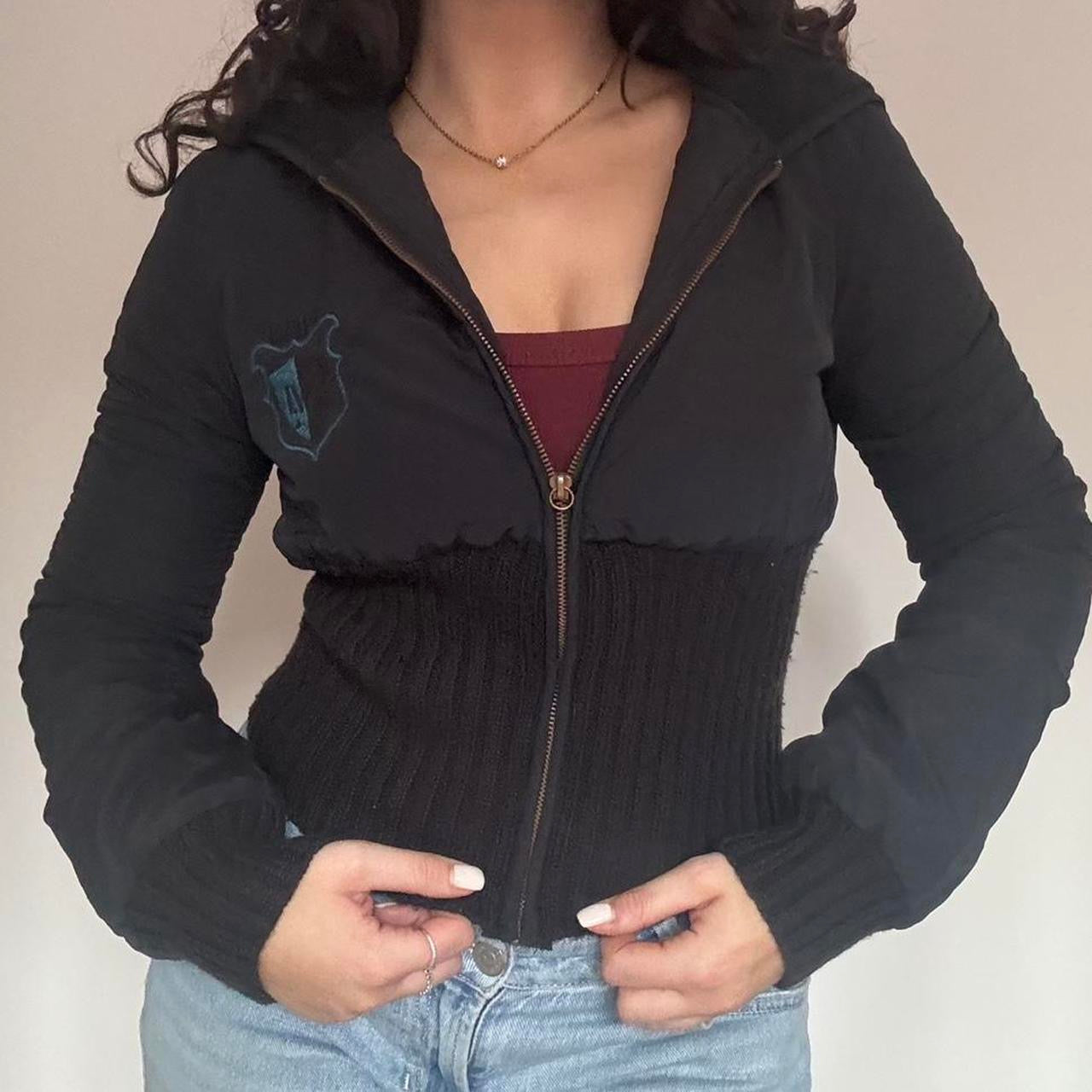 Diesel black fitted puffer coat M