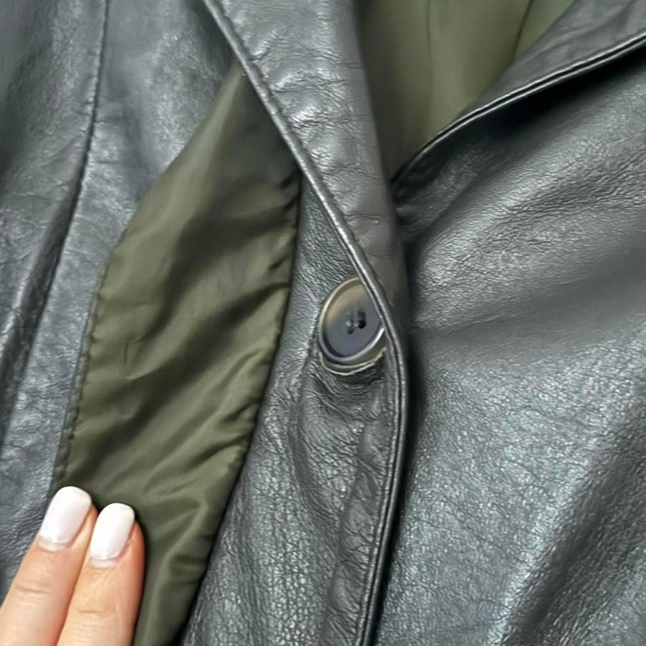 Dark green leather jacket S