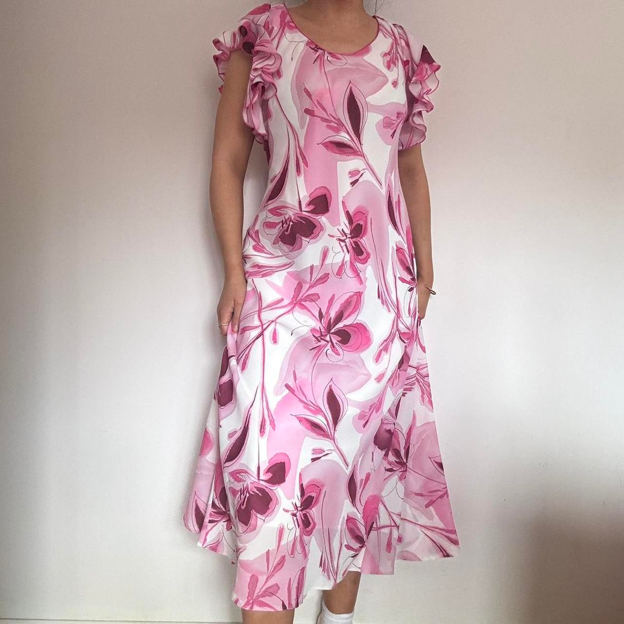 00s floral midi dress L