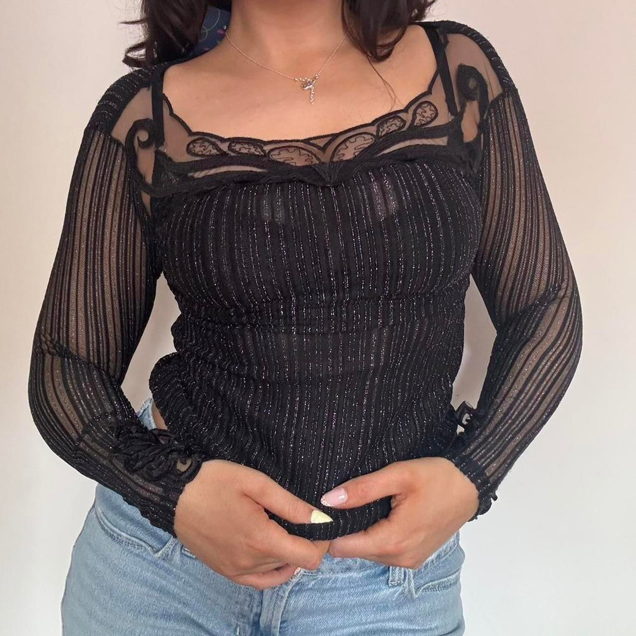 00s black mesh top XS/S