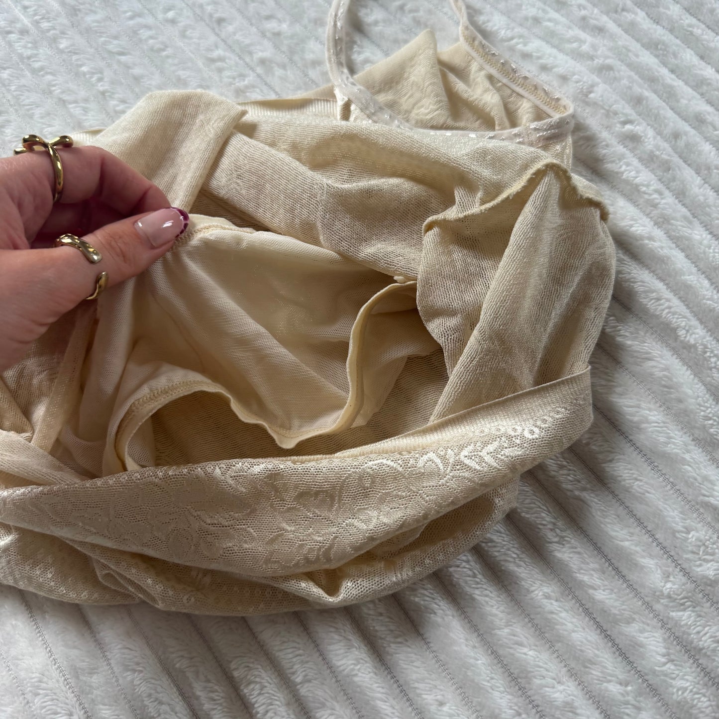 Cream sheer cami top XS