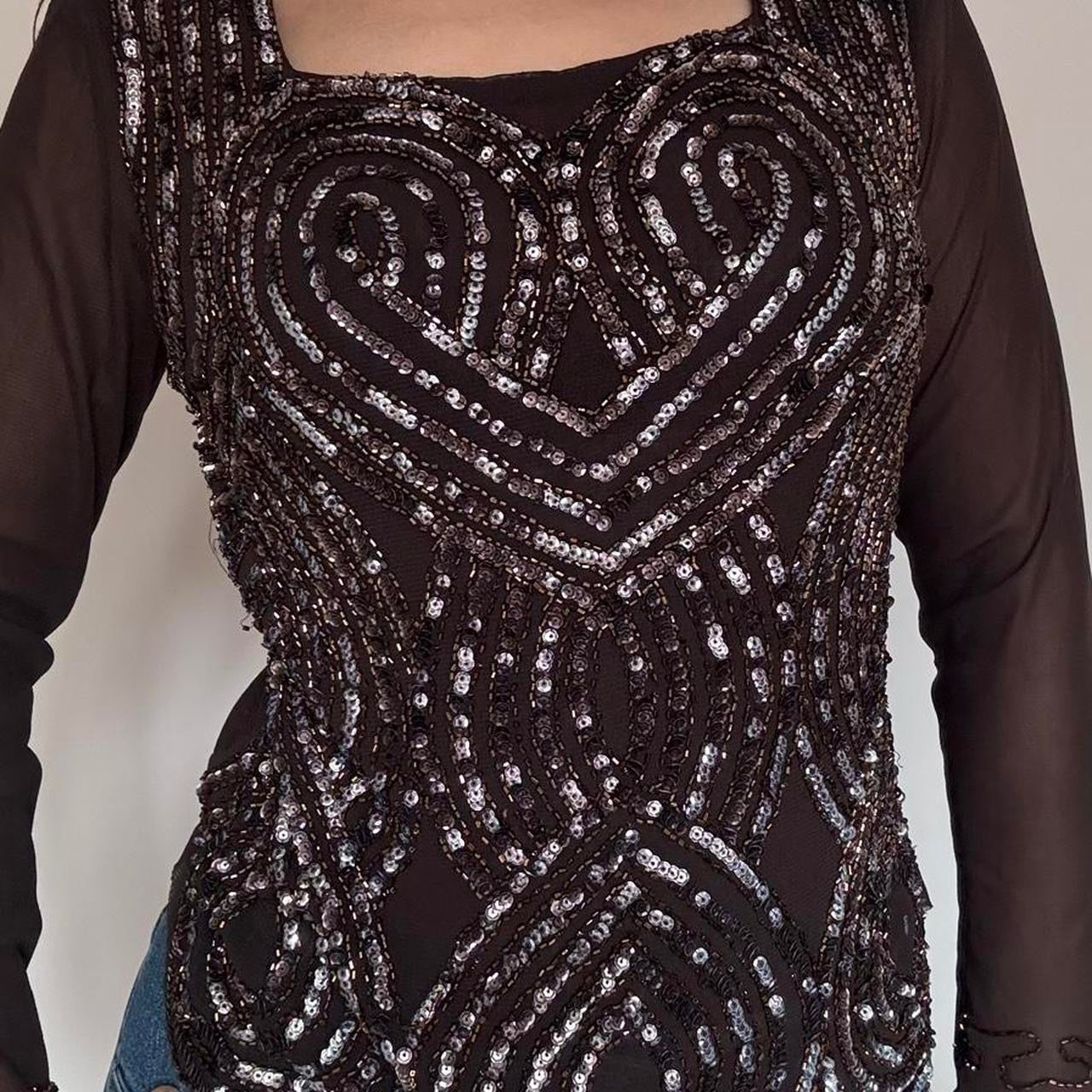 00s mesh sequin top M/L