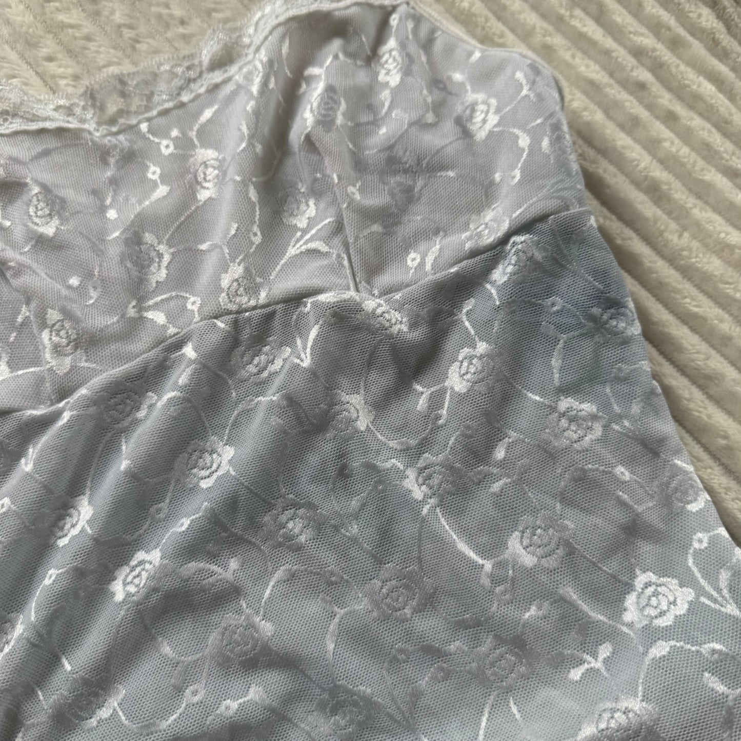 00s white lace sheer top XS