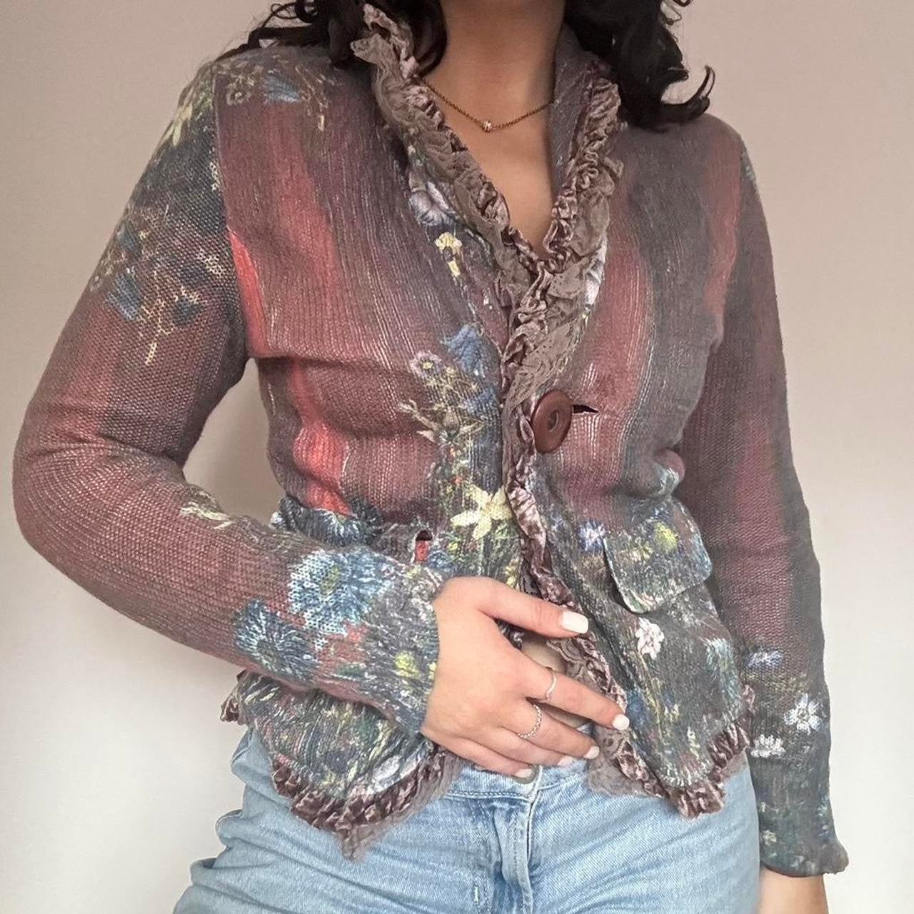 Multicoloured knit blazer XS