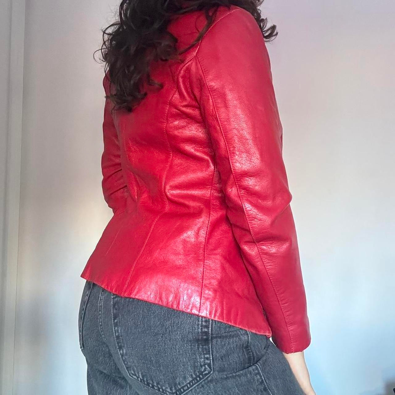 Red leather jacket XS