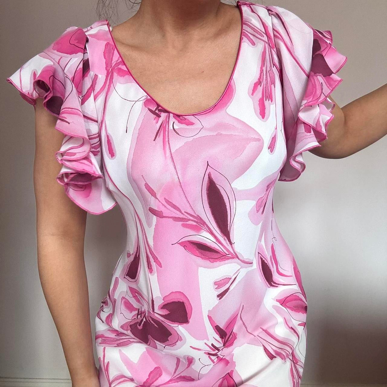 00s floral midi dress L