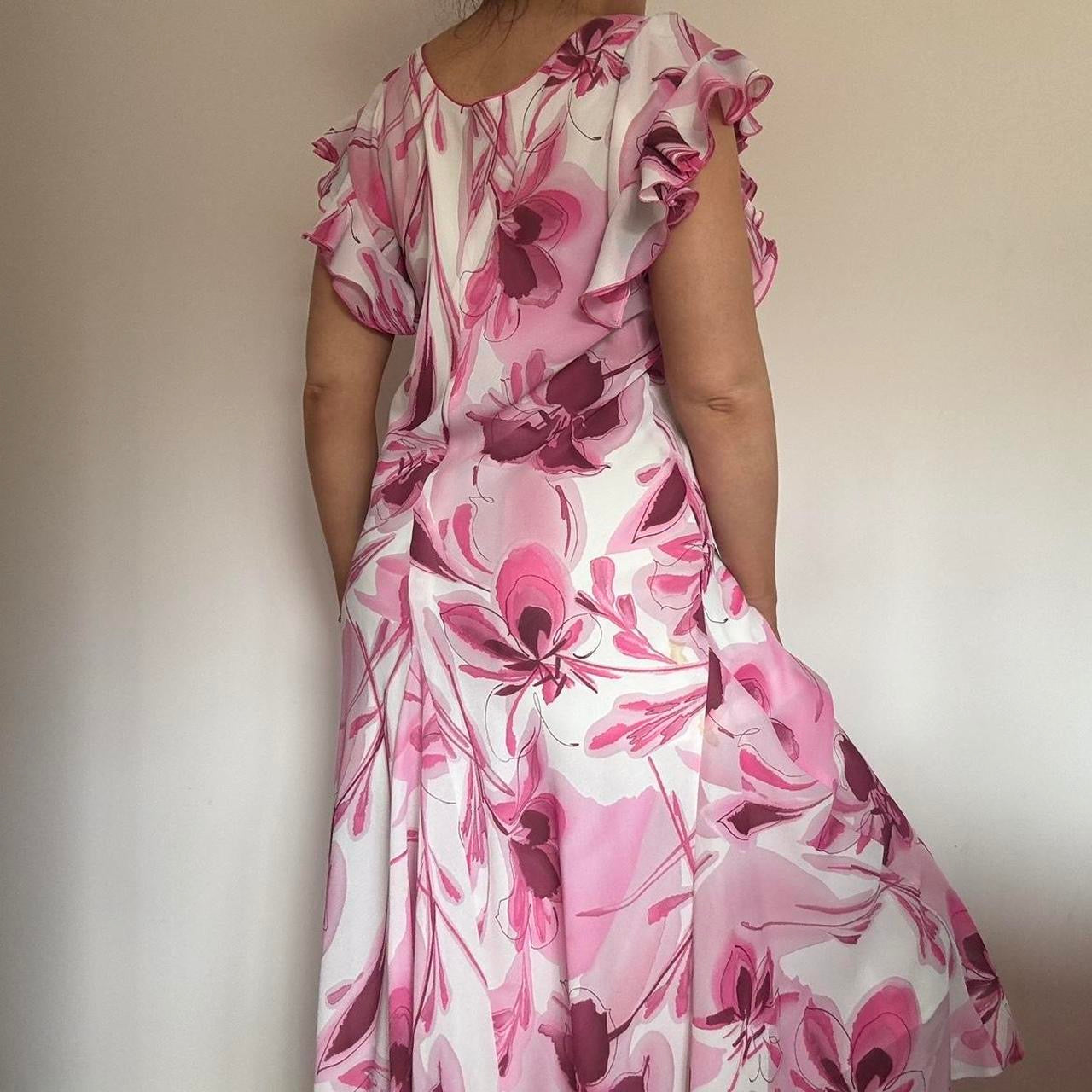 00s floral midi dress L