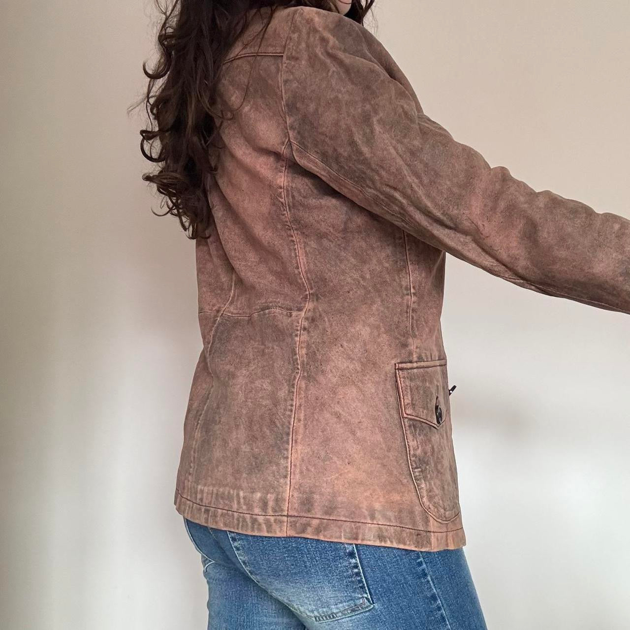 00s brown leather jacket S