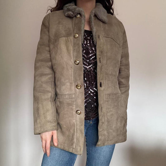 00s brown suede coat M