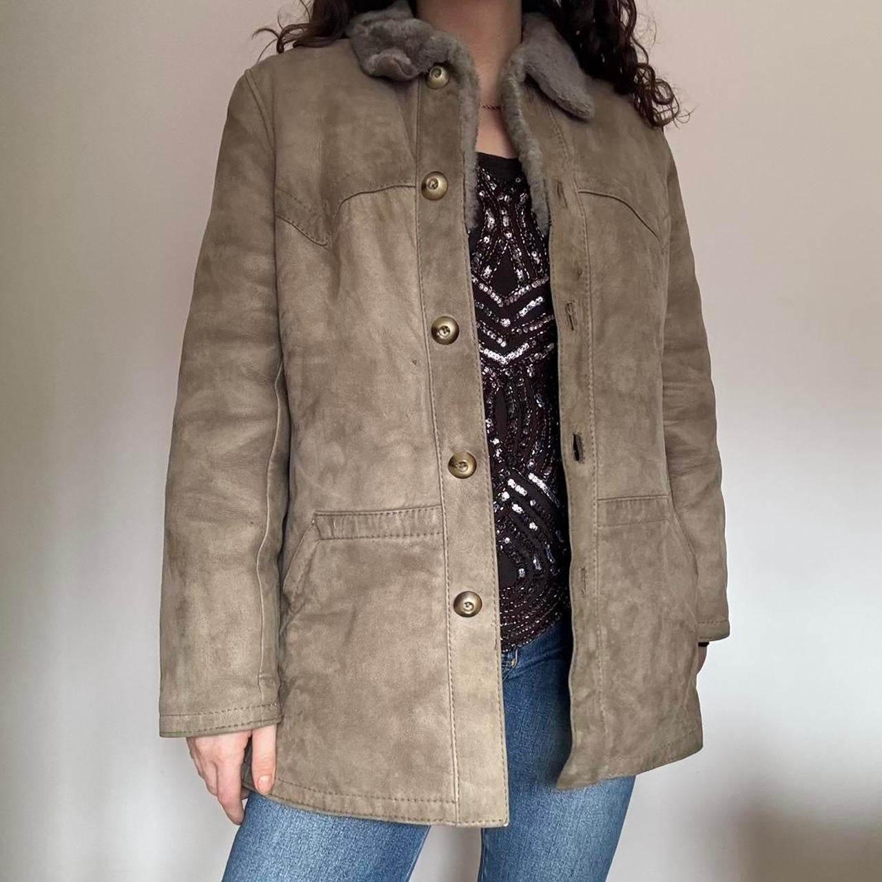 00s brown suede coat M