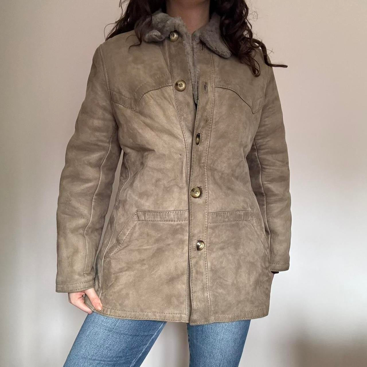 00s brown suede coat M
