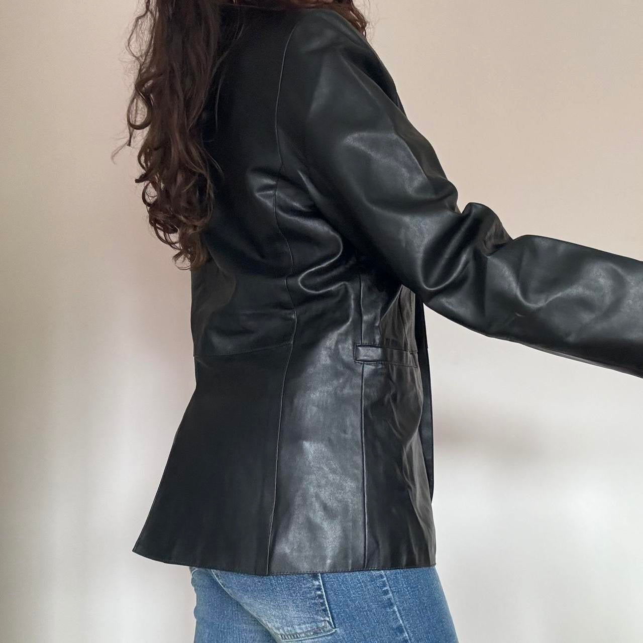 00s black faux leather jacket M