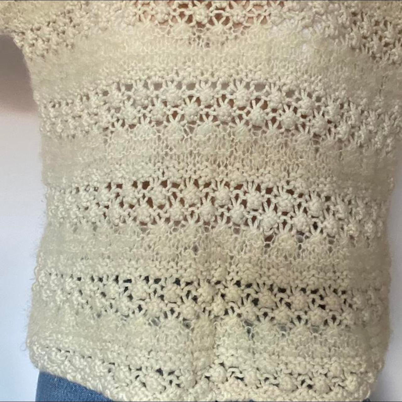 Cream knit & crochet jumper M