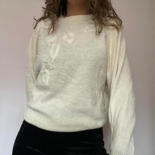 Cream wool jumper small