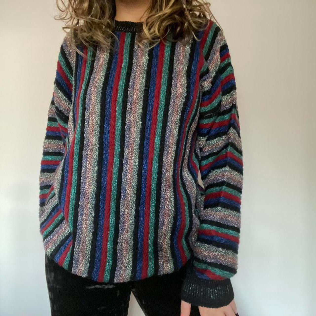 Multicoloured striped wool jumper M
