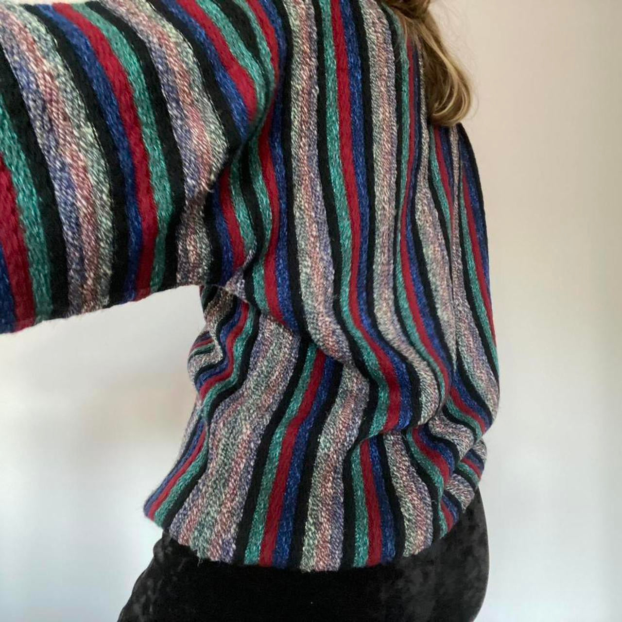 Multicoloured striped wool jumper M