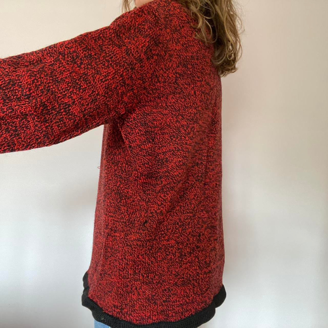 Red & black knit cardigan L